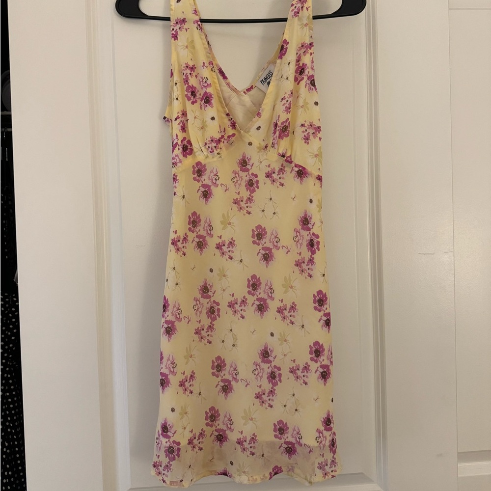 Princess Polly yellow floral mini dress